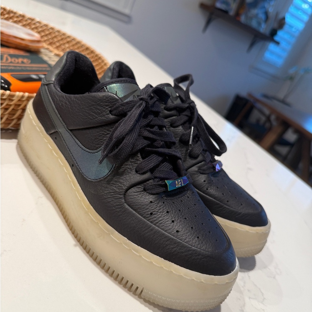 Black and Cream Platform Nike Air Forces